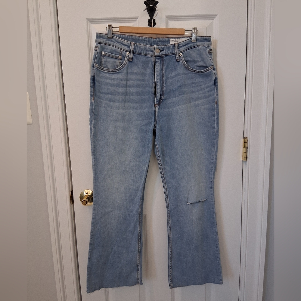 Rag & Bone Casey High Rise Ankle Flare Light Blue Denim Jeans